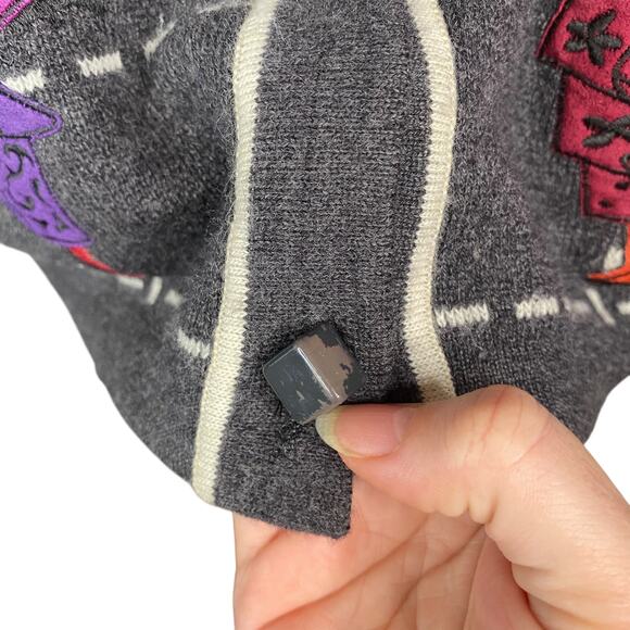 Vtg Pier Antonio Gaspari Avant Garde Merino Wool Plaid Patchwork Cardigan SZ L - Picture 10 of 10